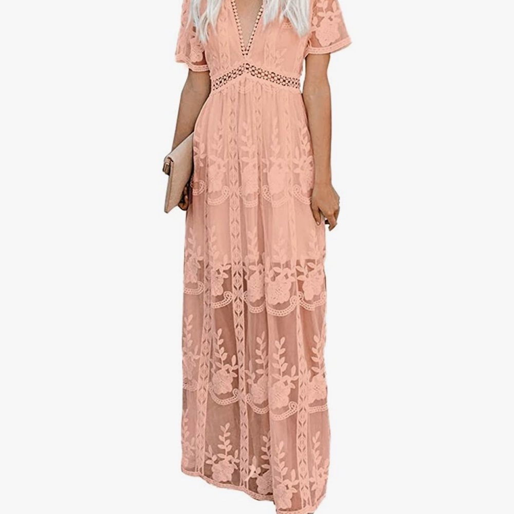 Ecosunny Women's Deep V Neck Maxi Dress